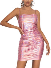 Load image into Gallery viewer, Pink Ruched Cocktail Party Mini Dress