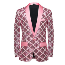 Load image into Gallery viewer, Pink Men&#39;s Diamond Sequin Long Sleeve Blazer
