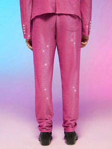 Pink Sequins Men's Sequin Glitter Dress Pants