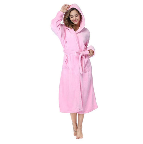 Pink Soft & Plush Long Sleeve Hooded Robe