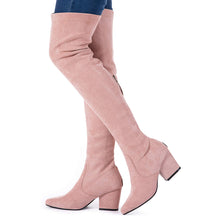 Load image into Gallery viewer, Pink Thigh High Suede Over The Knee Stretch Boot