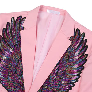 Pink Men's Sequin Costume Performance Blazer