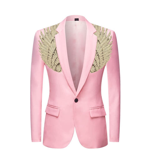 Pink  Men's Sequin Costume Performance Blazer