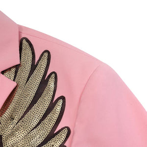 Pink  Men's Sequin Costume Performance Blazer