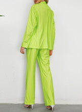 Load image into Gallery viewer, Chic Pink Striped One Button Women&#39;s 2pc Business Blazer &amp; Pants Set
