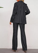 Load image into Gallery viewer, Chic Pink Striped One Button Women&#39;s 2pc Business Blazer &amp; Pants Set