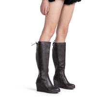 Load image into Gallery viewer, Coffee Winter Fab Knee High Wedge Boots