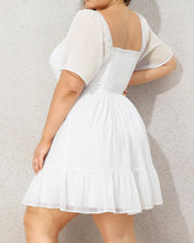 Load image into Gallery viewer, Plus Size Ruffled White Chiffon Short Sleeve Mini Dress