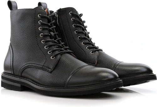 Men's Vegan Leather Black Lace Up Ankle Dress Boots