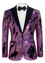 Load image into Gallery viewer, Purple Men&#39;s Sequin Glitter Long Sleeve Blazer Jacket