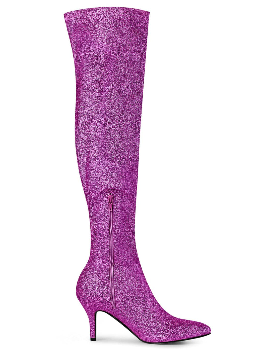 Purple Stylish Glitter Over The Knee Boots