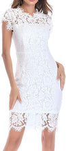 Load image into Gallery viewer, Scalloped White Embroidered Lace Short Sleeve Mini Dress