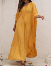 Load image into Gallery viewer, Canary Yellow Loose Fit Kaftan Cover Up Maxi Dress