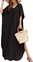 Load image into Gallery viewer, Black Loose Fit Kaftan Cover Up Maxi Dress