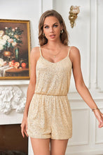 Load image into Gallery viewer, Glitter Gold Sparkle Sequin Sleeveless Shorts Romper