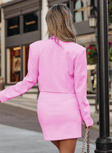 Load image into Gallery viewer, Modern Business Pink Lapel Collar Long Sleeve Blazer &amp; Skirt Suit Set