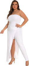 Load image into Gallery viewer, Plus Size White One Leg Stretch Jumpsuit