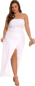 Plus Size White One Leg Stretch Jumpsuit