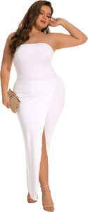 Plus Size White One Leg Stretch Jumpsuit