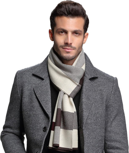 Men's Cashmere Feel Wool Soft Warm Knitted Scarf