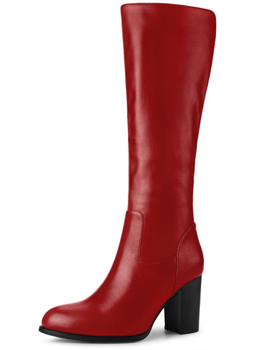 Red Pretty Girl Knee High Faux Leather Boots