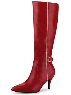 Red Destiny Black Zipper Knee High Boots