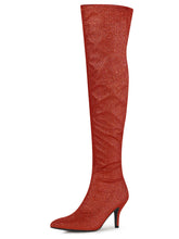 Load image into Gallery viewer, Red Stylish Glitter Over The Knee Boots