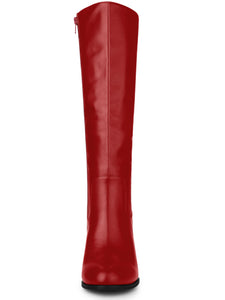 Red Pretty Girl Knee High Faux Leather Boots