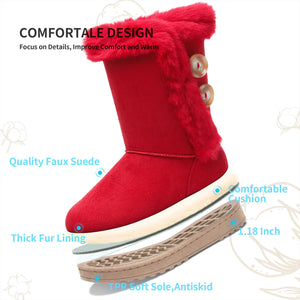 Red Fashionable Winter Fur Lined Snow Boots