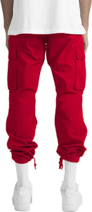 Red Men's Cargo Pocket Casual Pants