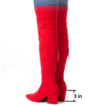 Load image into Gallery viewer, Red Thigh High Suede Over The Knee Stretch Boot