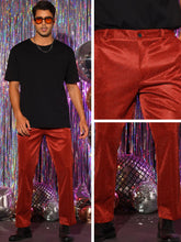Load image into Gallery viewer, Red Men&#39;s Metallic Glitter Dress Pants