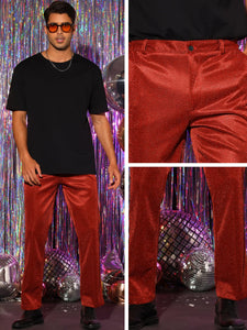 Red Men's Metallic Glitter Dress Pants