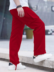 Red Men's Cargo Pocket Casual Pants