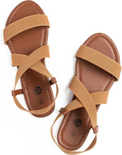 Load image into Gallery viewer, Cara Mia Beige Flat Elastic open Toe Sandals
