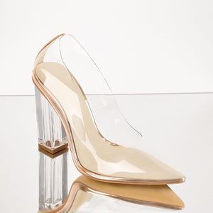 Clear Pointed Toe Ankle Strap High Heel Pumps