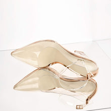 Load image into Gallery viewer, Clear Pointed Toe Ankle Strap High Heel Pumps