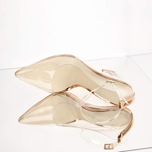 Clear Pointed Toe Ankle Strap High Heel Pumps