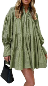 Victorian Style Olive Green Lace Long Sleeve Dress