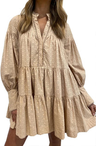 Victorian Style Khaki Lace Long Sleeve Dress
