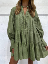 Load image into Gallery viewer, Victorian Style Olive Green Lace Long Sleeve Dress