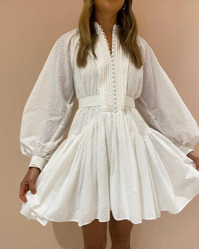 Victorian Style White Lace Long Sleeve Dress