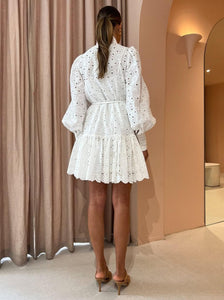 Victorian Style White Lace Long Sleeve Dress