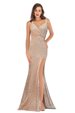 Rose Gold Sequin Formal Sparkling Party Dress