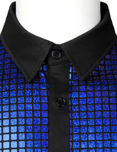 Load image into Gallery viewer, Royal Blue Men&#39;s Metallic Sequin Shiny Short Sleeve Short