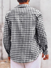 Load image into Gallery viewer, Men&#39;s Casual Blue Plaid Button Up Long Sleeve Dress Shirt
