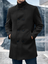 Load image into Gallery viewer, Men&#39;s Grey Modern Wool Button Down Mid Length Trench Coat
