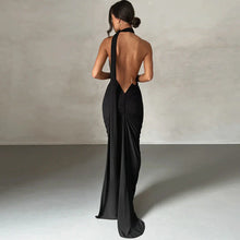 Load image into Gallery viewer, Egyptian Goddess Red Backless Ruched Maxi Dress