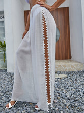 Load image into Gallery viewer, White Linen Side Slit Wide Leg Pants