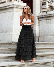 Load image into Gallery viewer, London Chic Nude Brown Tiered Ruffled High Waist Maxi Skirt
